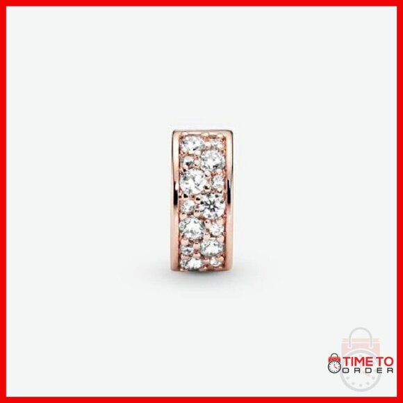 Clear Pavé Clip Charm Bracelet Charm, Rose Gold-Plated, Cubic Zirconia - Picture 4 of 4